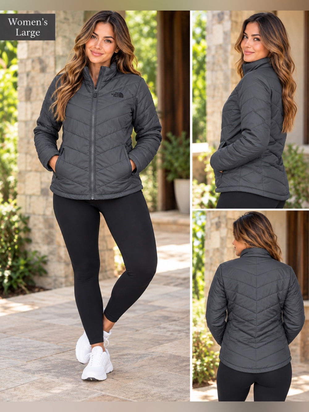 The North Face Women's Quilted Puff Jacket - Charcoal Gray